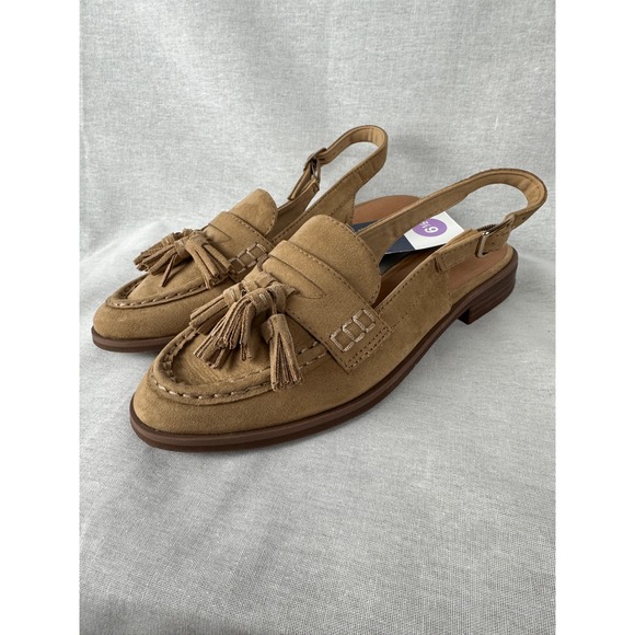 Universal Thread Shoes - Universal Thread Joelle Tan Slingback Tassel Loafers Womens 6.5 Faux Suede Flats